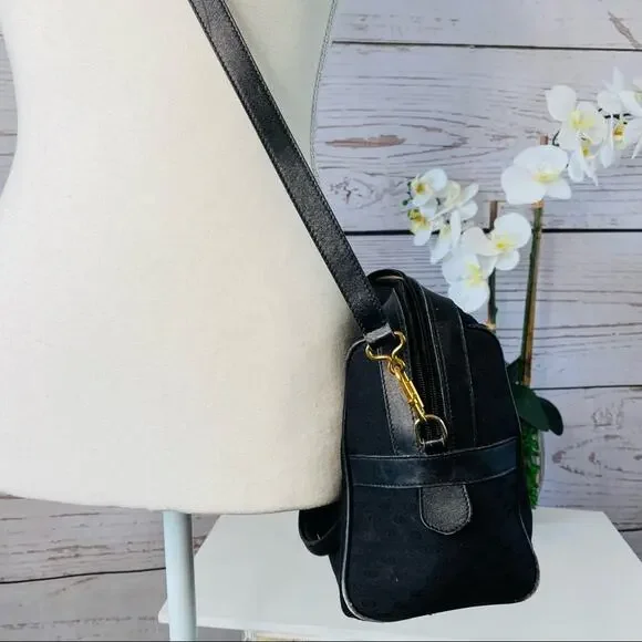 Gucci Black GG Supreme Canvas Boston Satchel with Crossbody Strap Authentic - Picture 4 of 15